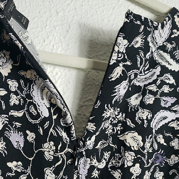 NWOT Ann Taylor Floral Midi Dress Flutter Sleeve Black White Whymsical Classic - Picture 10 of 12